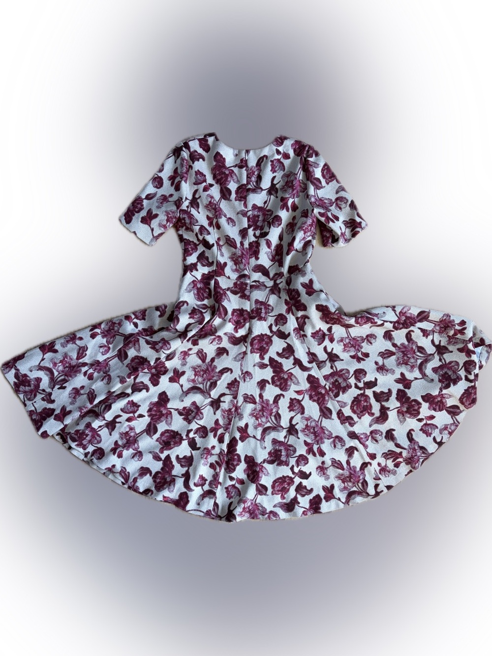 Gal Meets Glam Cream Dress with Burgundy Floral Accents - Picture 4 of 11
